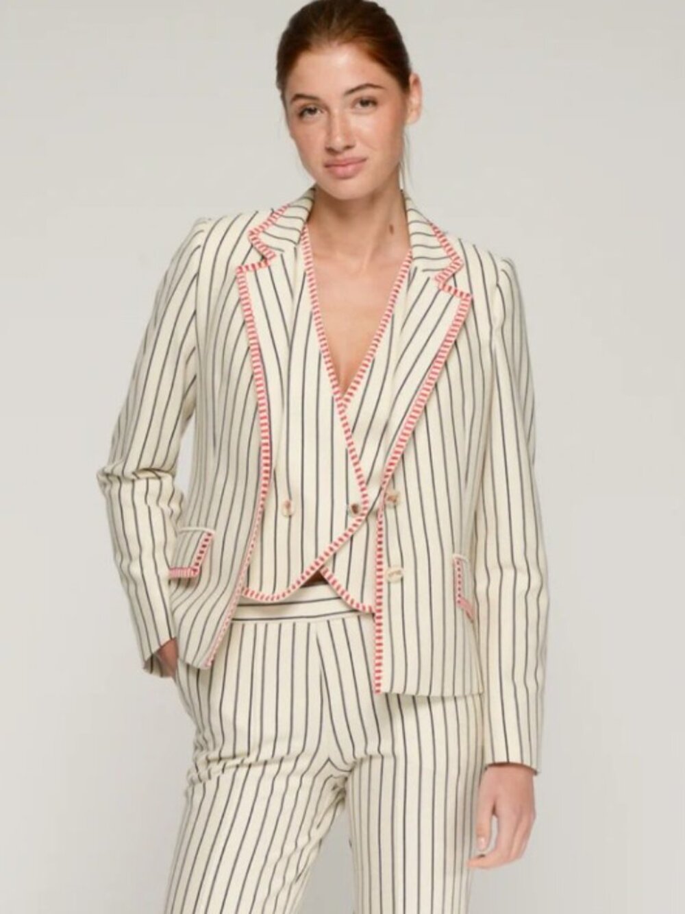 Vilagallo Striped Jacket with Red Trim